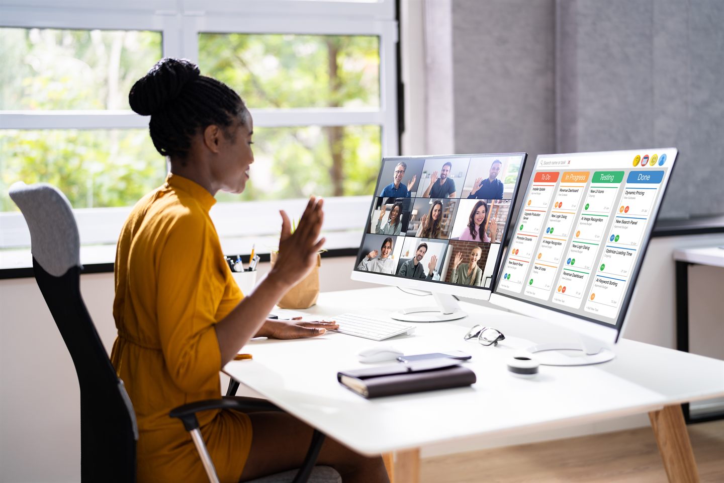 An instructor leading a live training session with engaged participants